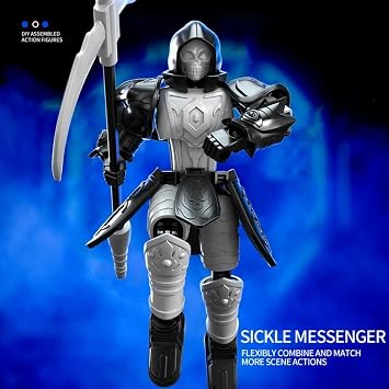 3D Grim Reaper Assembled Multi-Jointed Movable Shapeshift Robot Model Figures (Black)