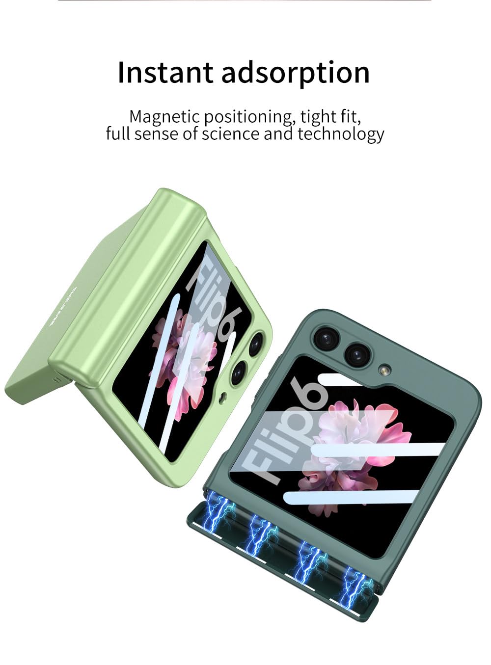 Funda rígida de PC con protección de bisagra magnética para Samsung Galaxy Z Flip 6, con Protector de Pantalla pequeño, Verde, para Galaxy Z Flip 6