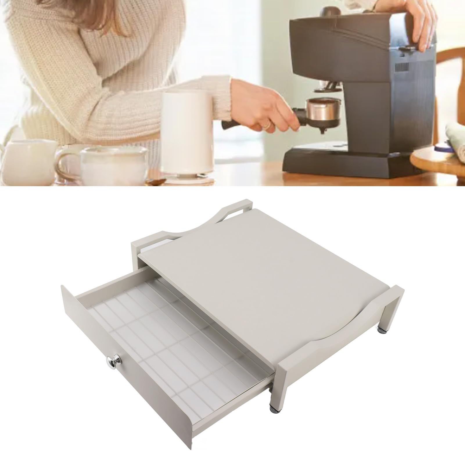 per Cassetto Porta Cialde, Porta Capsule per Organizer per caffè, Installazione Semplice, Design Elegante, Struttura in Acciaio Al Carbonio, Cassetto Porta Capsule per (Bianco S)