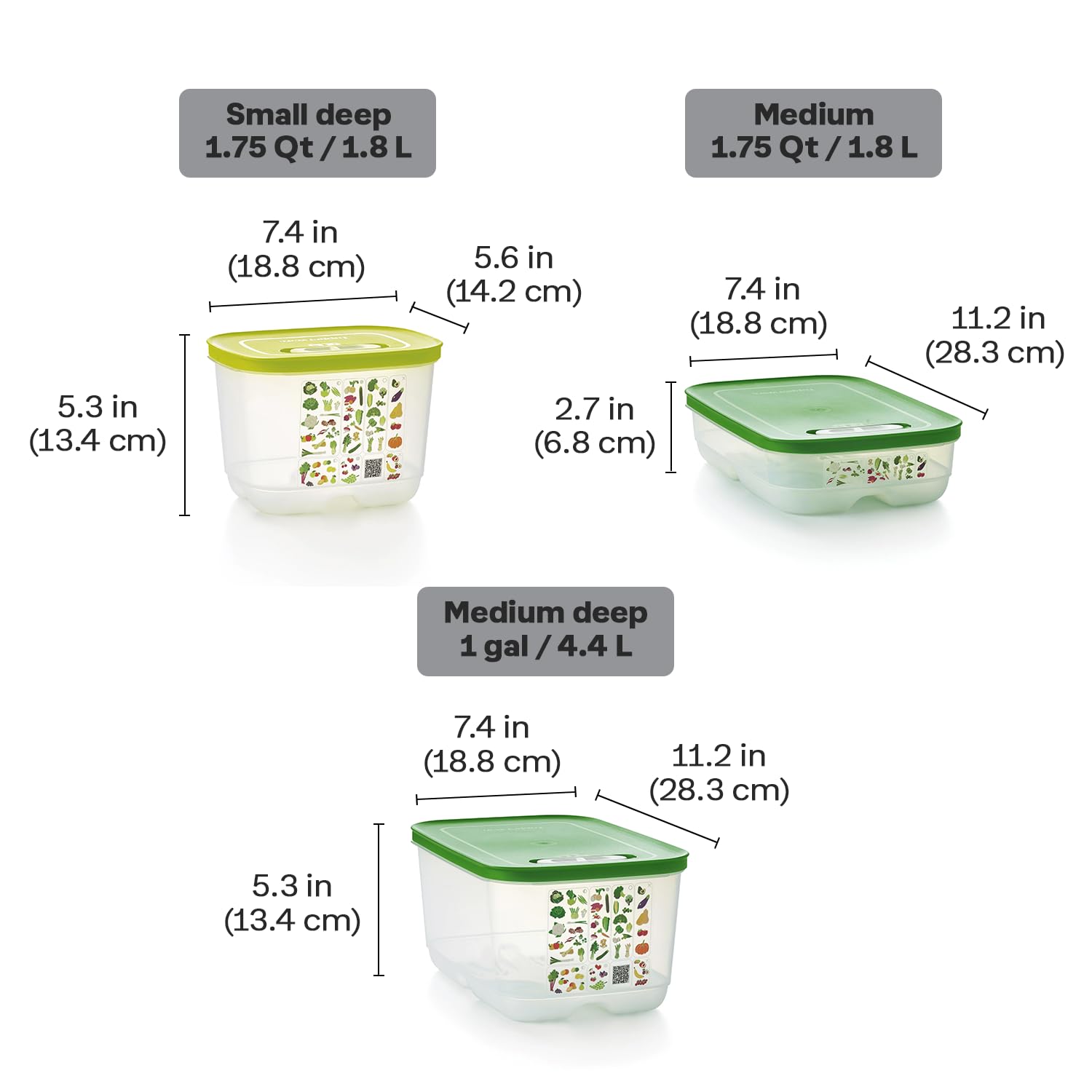 Tupperware Fridgesmart - Set di 4 contenitori per alimenti, lavabili in lavastoviglie e senza BPA, (4 contenitori + 4 coperchi)