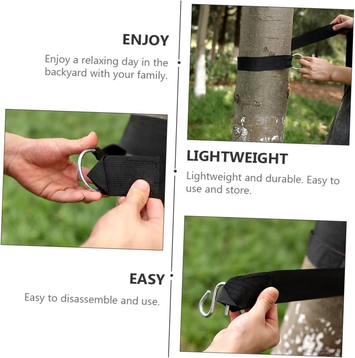 FRCOLOR 6pcs Adjustable Nylon Hammock Strap Tree Swing Hanging Rope Kit with S-Hook Reinforced Outdoor Hanging Straps for Camping Patio Backyard