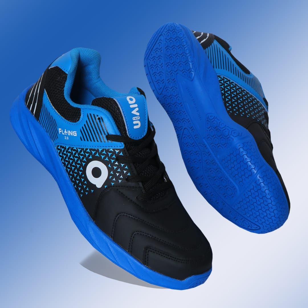 AIVIN Flying 2.0 Badminton Shoes (Non Marking) All Court Shoes | Also Perfect for Squash, Table Tennis, Volleyball, Basketball & Indoor Sports | Lightweight & Durable | Men's Sports Shoes (BLUE, UK Footwear Size System, Adult, Men, Numeric, Medium, 4) 1