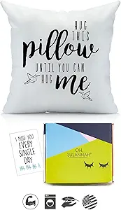 Oh, Susannah Hug This Pillow Until You Can Hug Me Pillowcase Box, Original Design, Long Distance Relationship Gifts, Sublimation Print, Throw (18x18, Black)