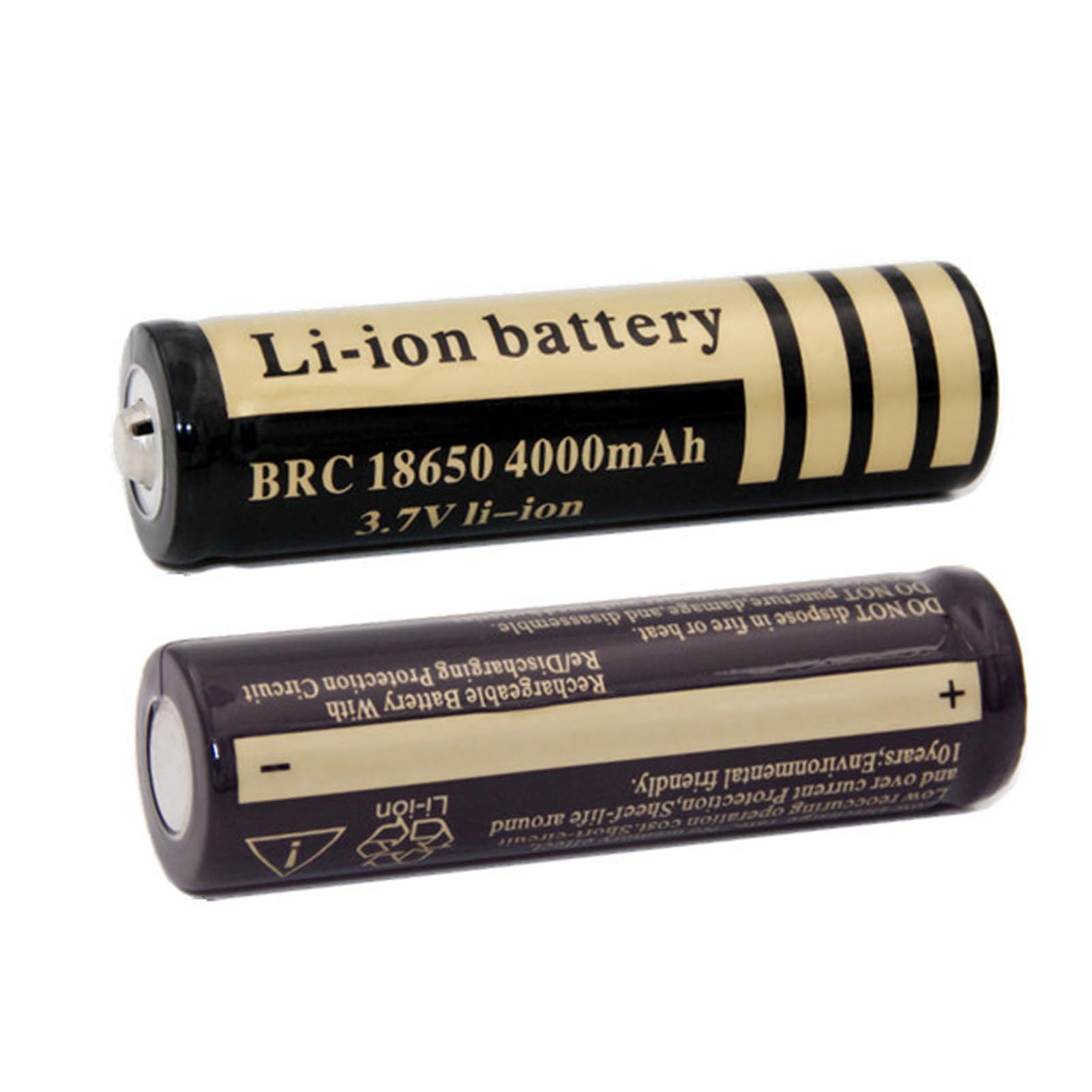 Baterías de Litio Recargables de 3,7 V y 4000 mAh, botón de Gran Capacidad, para Linterna LED, Luces de Emergencia, Dispositivos electrónicos, etc.,4 pcs