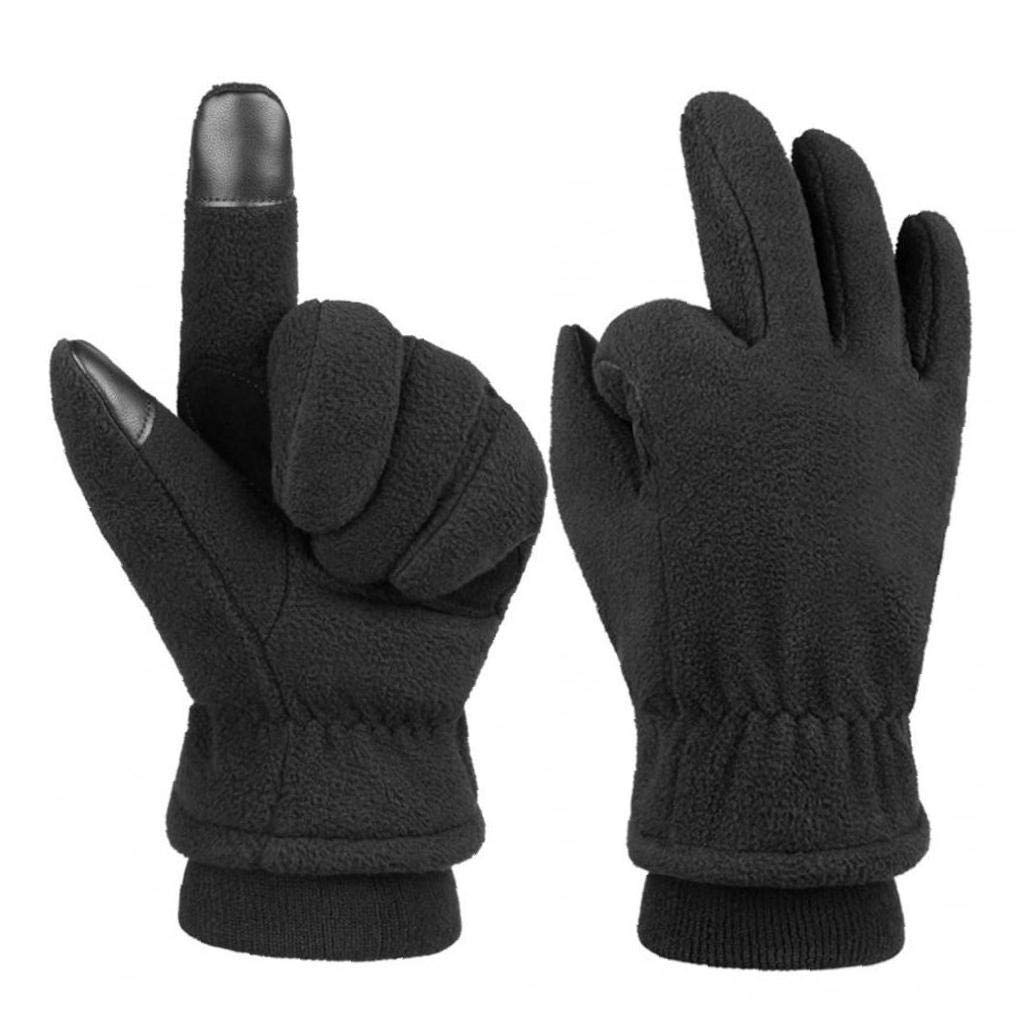 Gants antidérapants Chauds d'hiver Gants en Tricot Thermique imperméables Gants à écran Tactile pour Le Cyclisme Ski Running Sports de Plein air Escalade Noir L