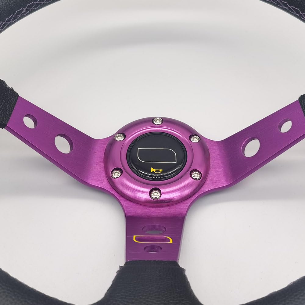 Volante, Volanti Universale da 14 Pollici 350mm PVC. Ruote dello sterzo di Corse automobilistiche di cereale Profondo del Volante dello Sport della deriva con la manopola del Cambio(A)