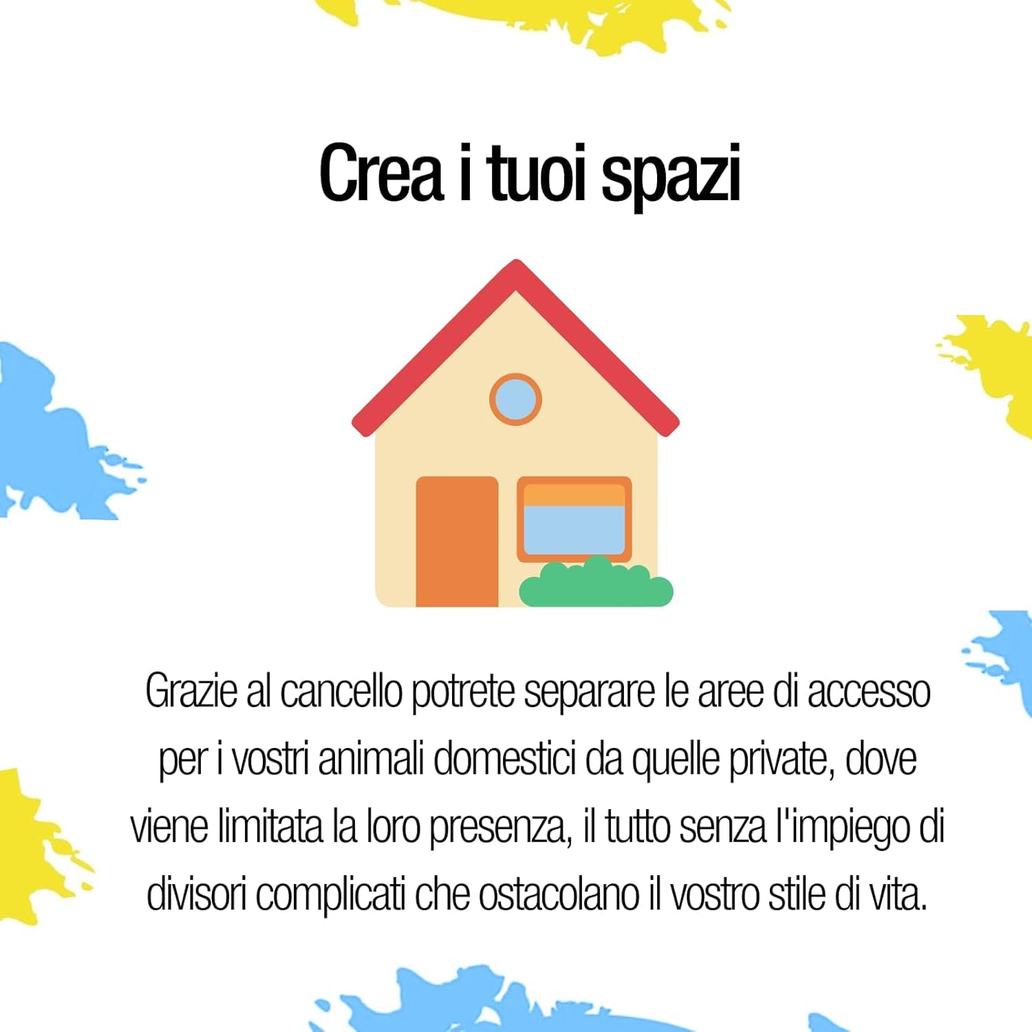 Animal House - Cancelletto di Sicurezza a Pressione - Per Cani e Gatti - Senza Forature - Divisore in Metallo per Casa - Bianco altezza 76cm larghezza 75-84cm