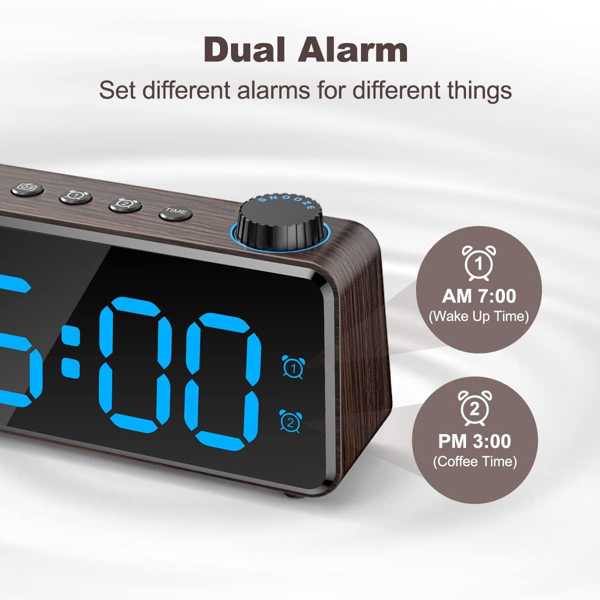 ANJANK Digitaler Radiowecker - 0-100% Dimmbares,Doppelwecker mit Wochentags/Wochenend, USB-Ladegerät,Einfache Einstellung,Netzbetrieb mit Batterie-Backup,Großes Display,Sehr Gut Lesbar Im Ganzen Raum