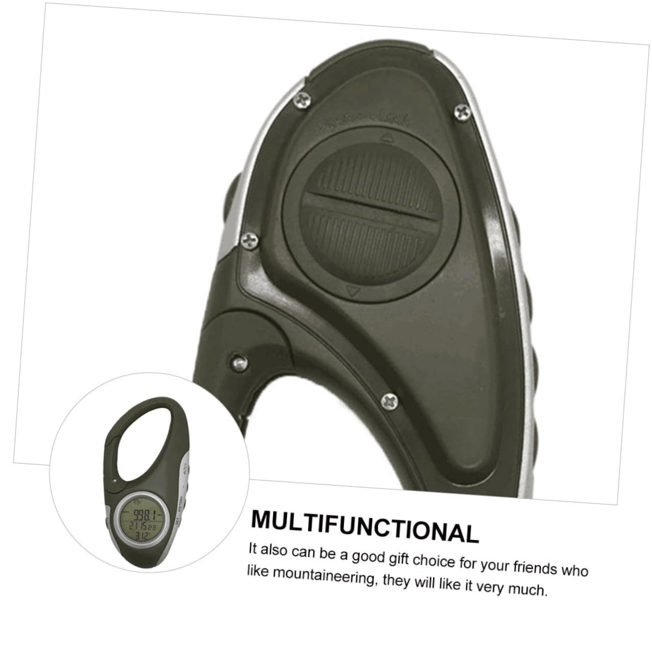 Tragbarer Handheld Höhenmesser mit Barometer und Thermometer Leichter Karabiner für Bergsteigen und Wandern Wettervorhersagend Praktisches Outdoor Gadget für Wanderer