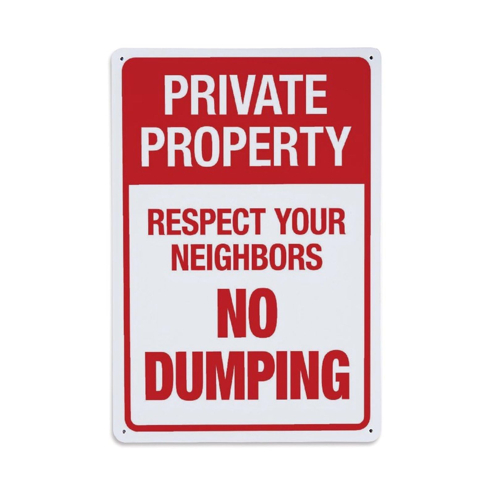 Private Property No Dumping Sign Vintage Aluminium Metal Sign, Retro Wall Decor for Home, Bar, Garage & Farmhouse 30x20cm