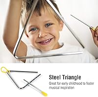 Vista 2 de Batidor musical de acero para niños de 5 "triángulo musical con juego de instrumentos de percusión de huelga