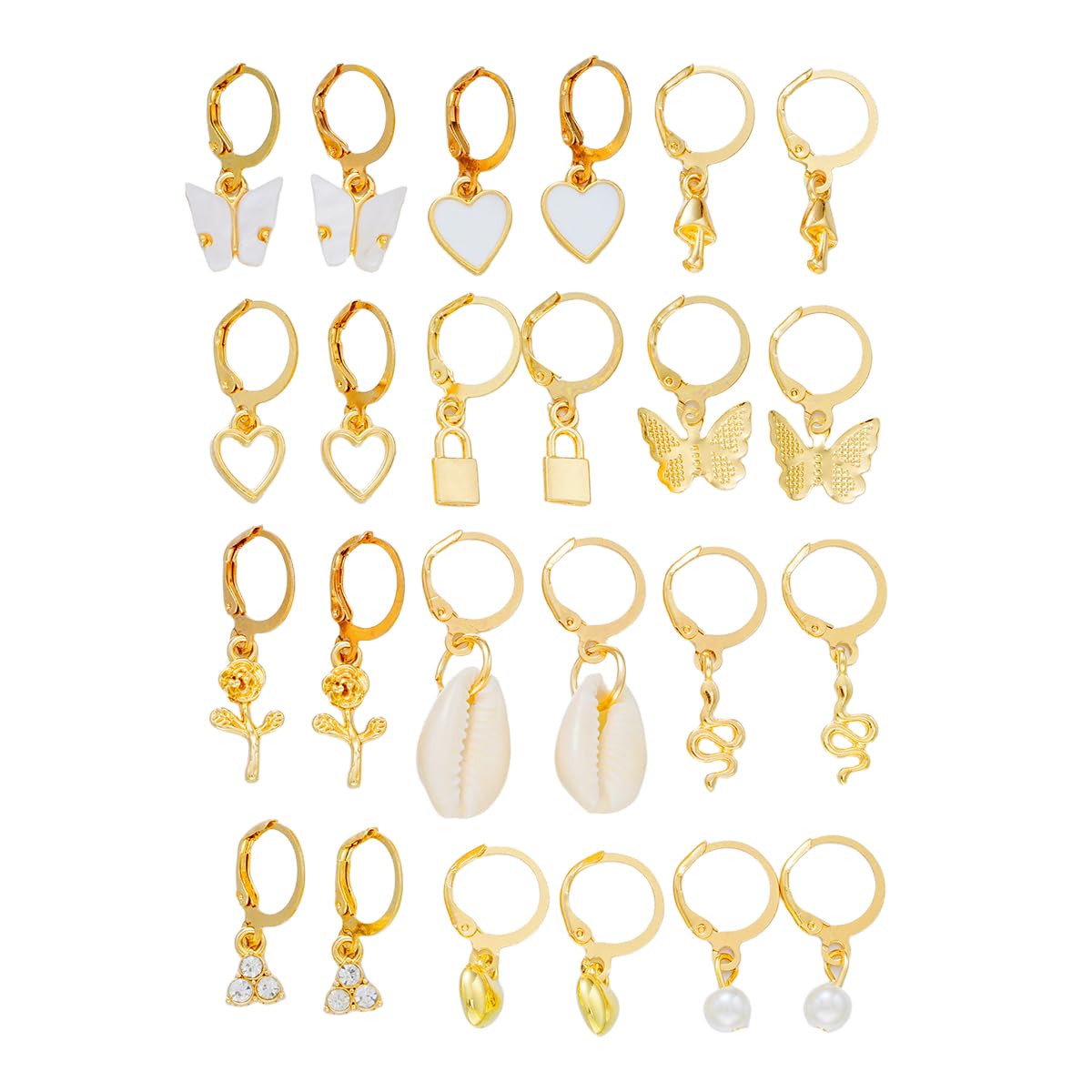 youbella Jewellery Gifts Stylish Latest Western Ear rings Gold Plated Hoops Combo of 12 Pairs Earrings Set for Girls and Women (YBEAR_33419) (Gold)-picture-27