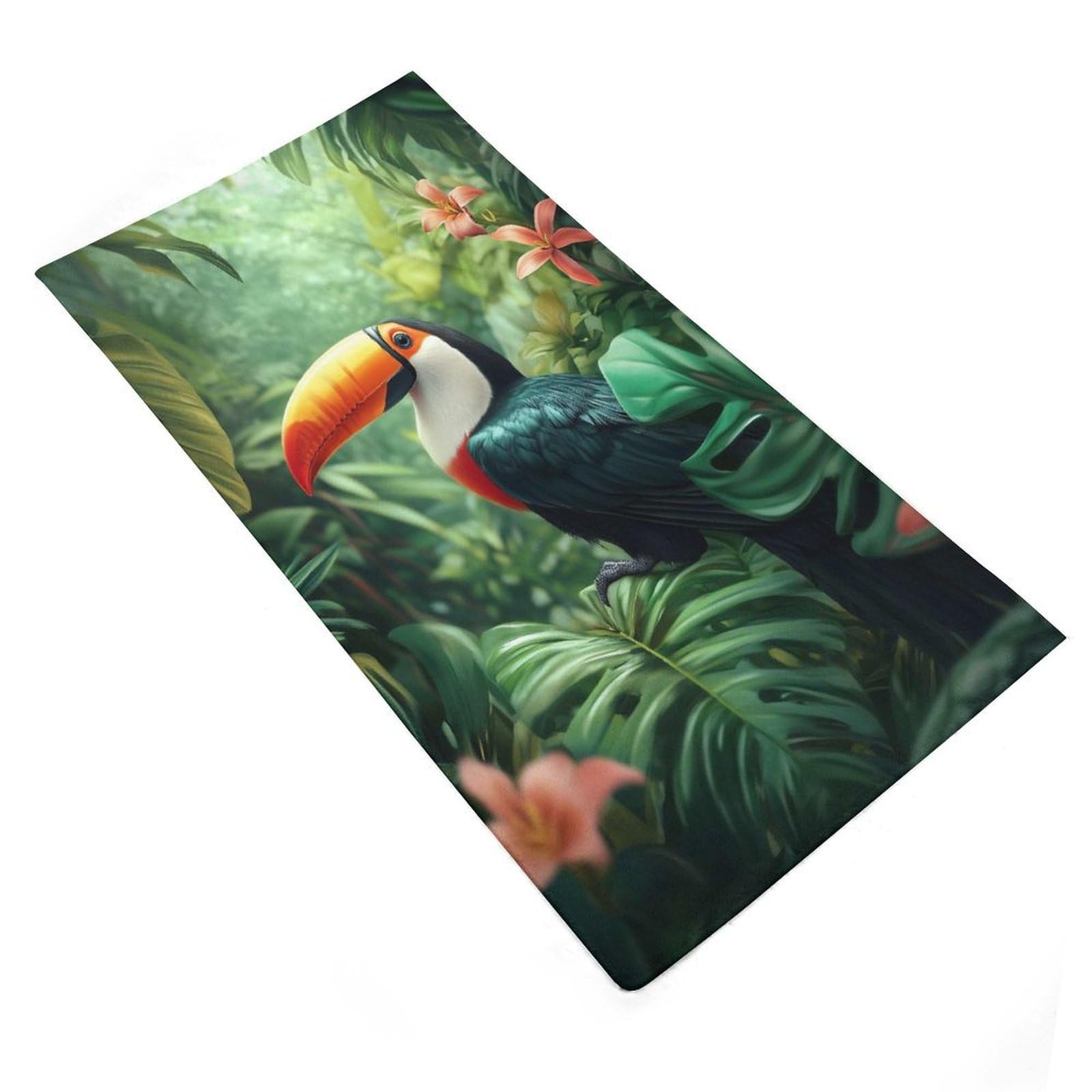 Toucan in Lush Tropical Foliage Bathroom Towels Set Back Wash Cloth with Comfortable Cleaning Towel Luxury Hotel Quality Bathroom 35x73cm