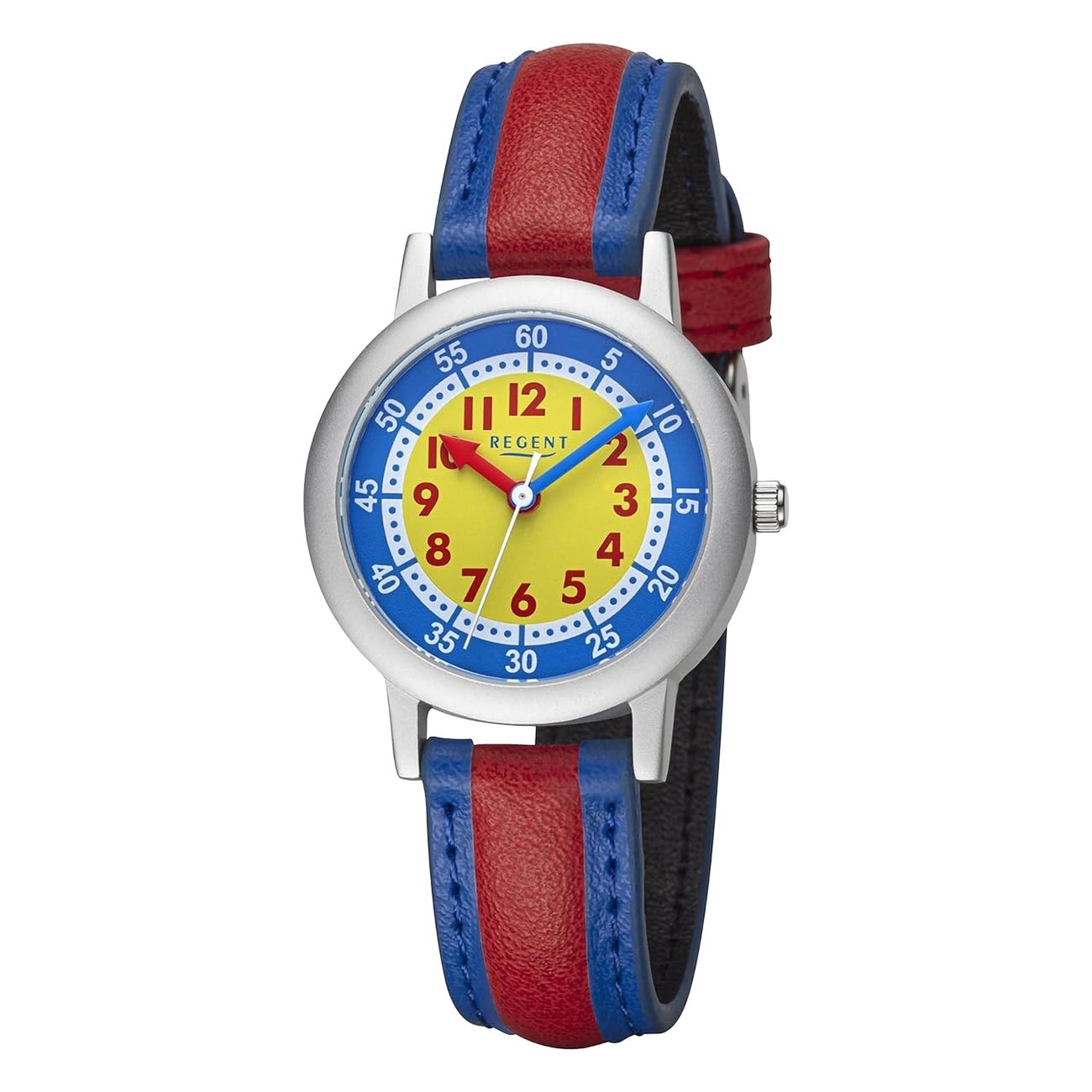REGENT Kinderuhr Unisex in Silber-blau-gelb-rot Aluminium ⌀30mm F-1472