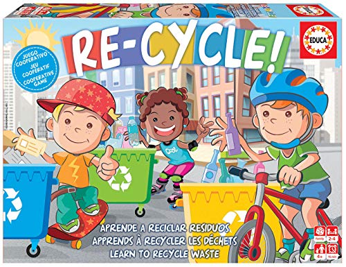 Educa - Re-Cycle! Juego de Mesa cooperativo Infantil, Aprende a Reciclar...