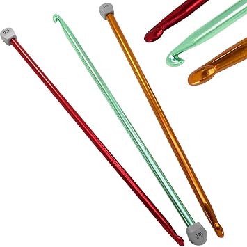 Muertenze Tunisian Crochet Hook Set, 9mm 10mm 11mm Large Tunisian Crochet Hooks, Lightweight Aluminum Afghan 13.78 inches Long Crochet Needles for Crocheting, Great Tunisian Crochet Set for Beginner