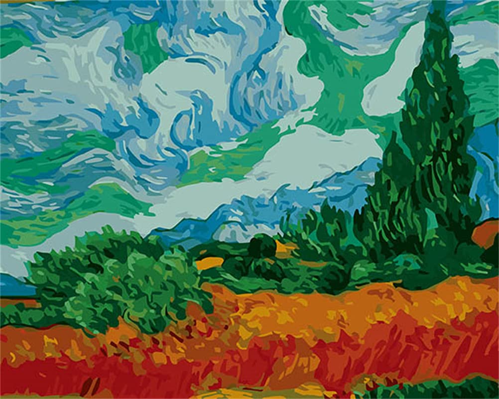 Bougimal Pintura Por Números Para Adultos, Paisaje 40x50 Cm Con Pinceles Y Pinturas Acrílicas, Sin Marco
