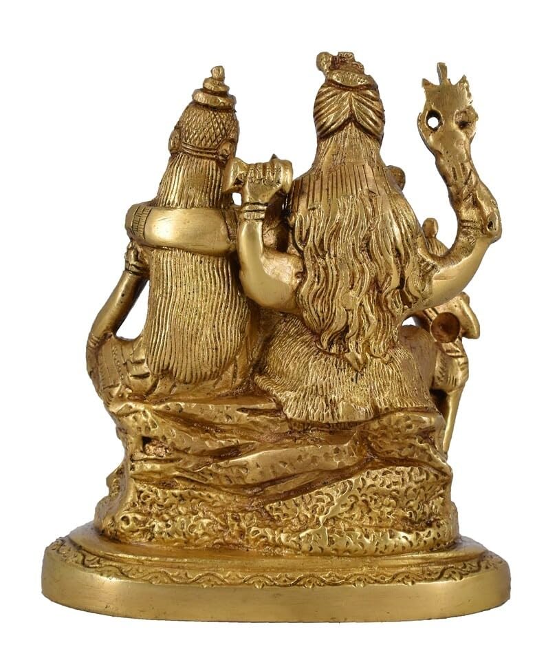 Image of Brass Lord Shiva Family Statue 1.25kg Lord Shiva Parvati Kartikeya and Ganesha Murti Shiv Family Parivar Idol Statue for Home Decor Mandir Temple Gift Showpiece (Design 6)