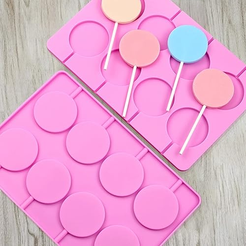 Miniatura 4 de Moldes de silicona para piruletas, moldes grandes de 8 capacidades, moldes redondos de chocolate duro, moldes de hielo, ideales para piruletas,