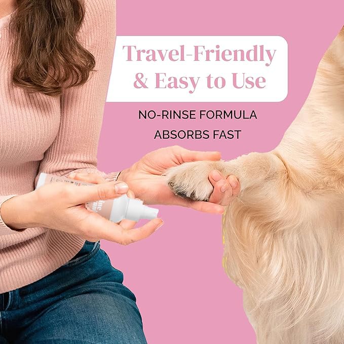Image of Dog Paw Cleaner Spray - Rosewater No-Rinse Wash - 5.1 Fl Oz | Alcohol-free rosewater dog paw cleaner spray with aloe, copaiba & lemongrass for sensitive paw pads - no rinse wash