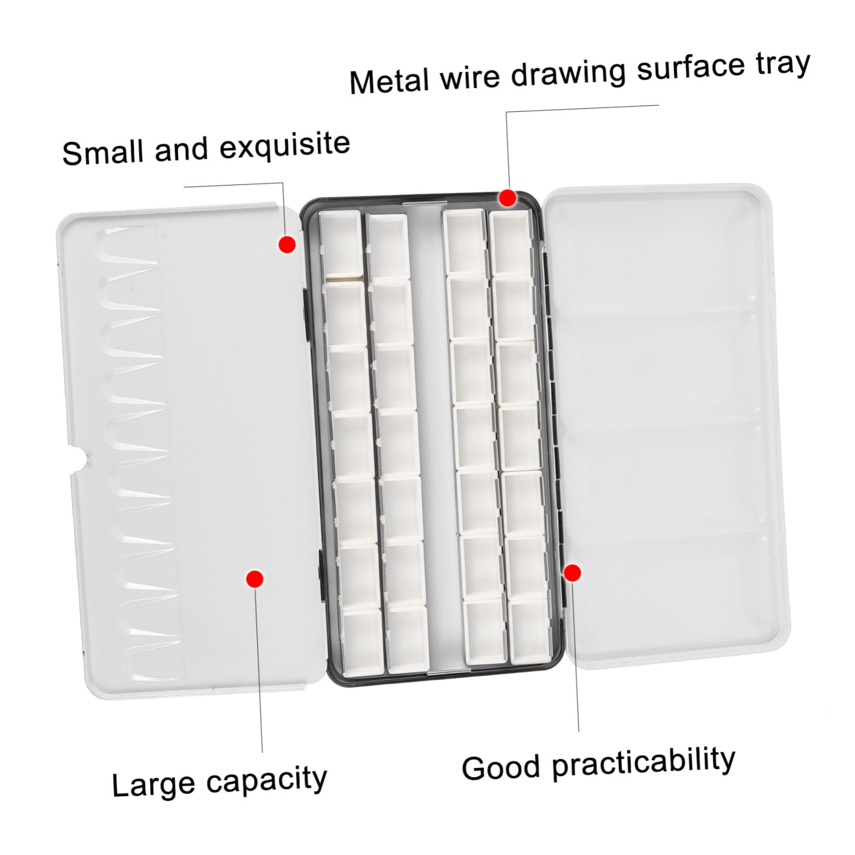 Boîte en Métal Noire Vide pour Aquarelle Grosse Capacité, Rangement Pratique pour Peintures à l'eau, pour Artistes et Loisirs Créatifs