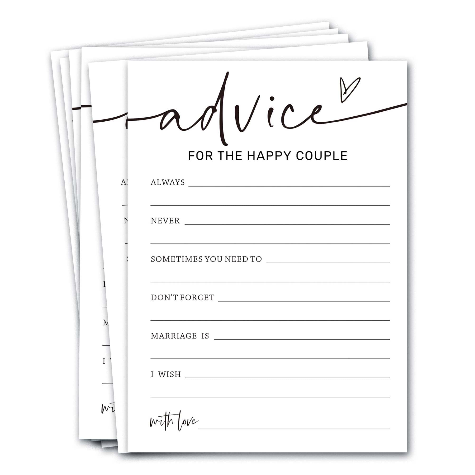 Wedding Shower Games Cards, Advice for the Happy Couple, Bridal Shower Games 25 Guests, Engagement Party Wedding Games for Guests, Minimalist White Wedding Party Supplies - A10