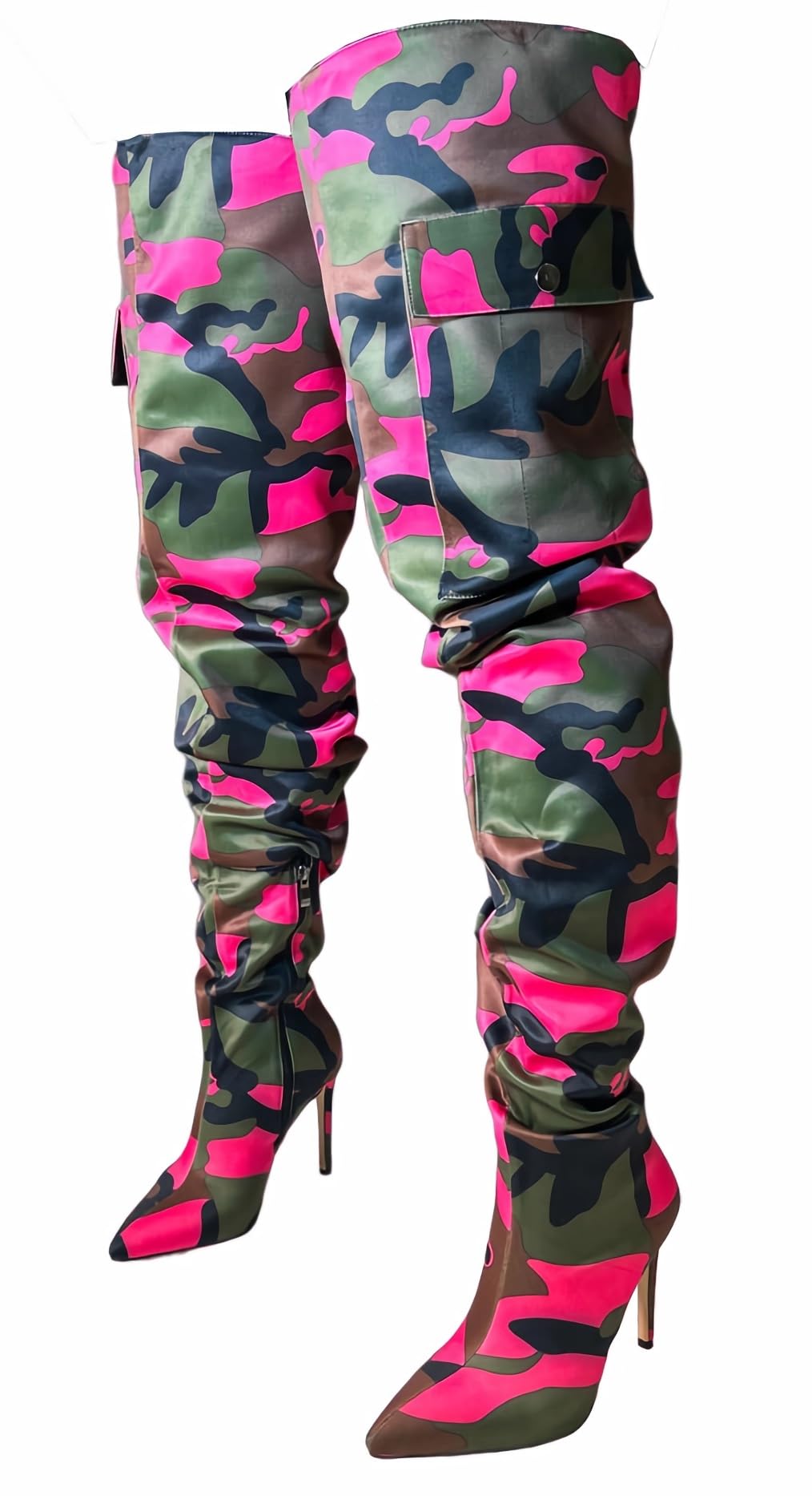 MissHeel Camo High Heel Thigh High Boots