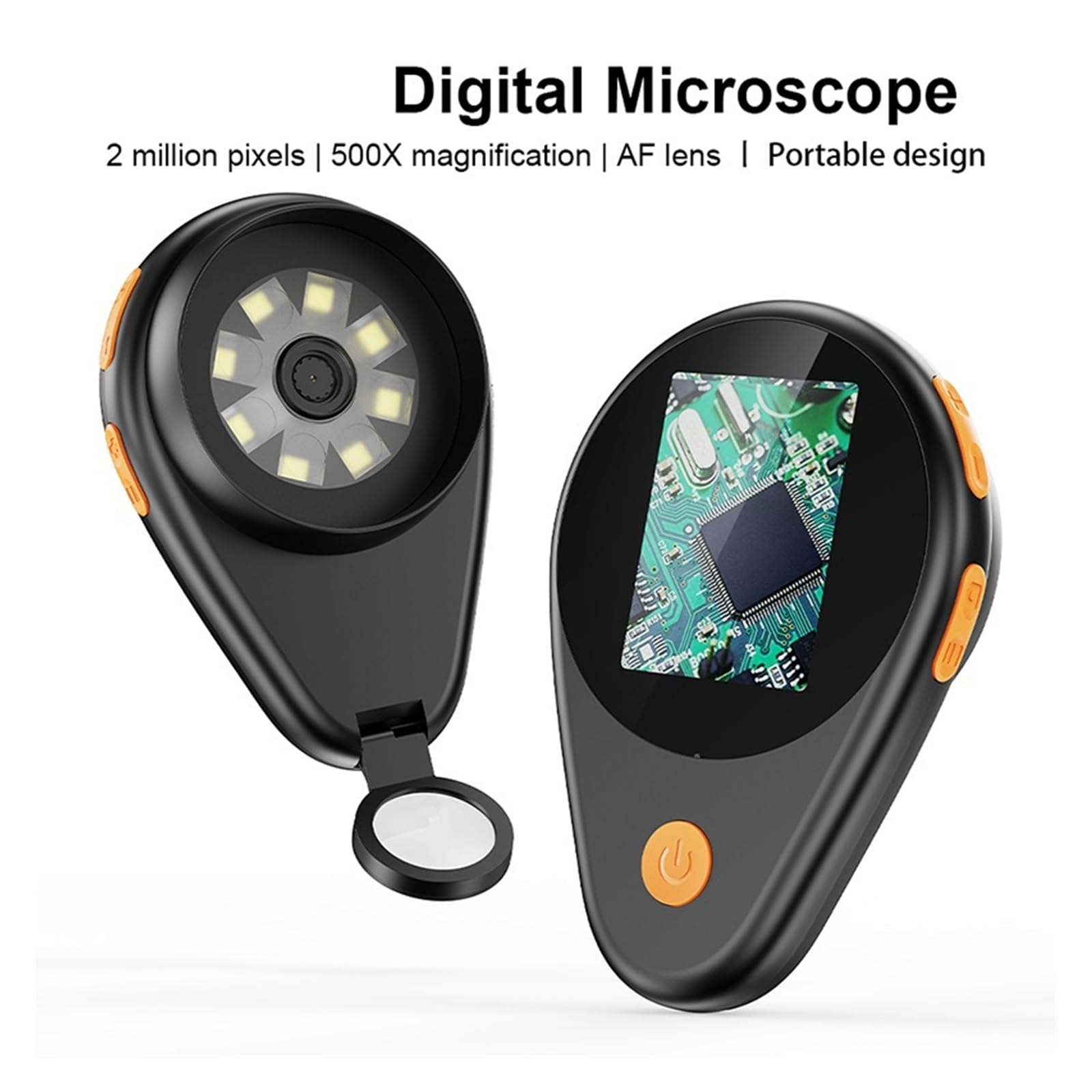 Handheld Digital Microscope 2.0inch IPS With AF Lens 8 LED 500X Magnification Video Microscope With Magnifying Glass For Repair(White)