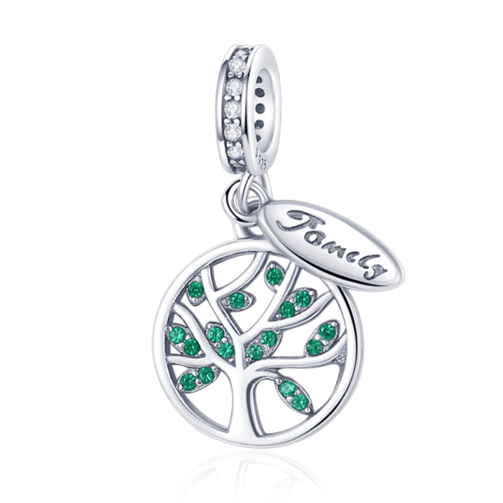 H.ZHENYUEJewelry Family Heart Beads fit Bracelet Necklace for Woman Girls,925 Sterling Silver Pendant Beads with Cubic Zirconia,Happy Birthday Christmas Halloween Valentine's Day Gifts