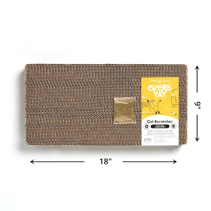 EveryYay by Petco Scratchin' the Surface - Recambios de cartón de doble ancho para rascadores de gatos, 18 pulgadas de largo x 9 pulgadas de ancho x 4,45 cm de alto, paquete de 2