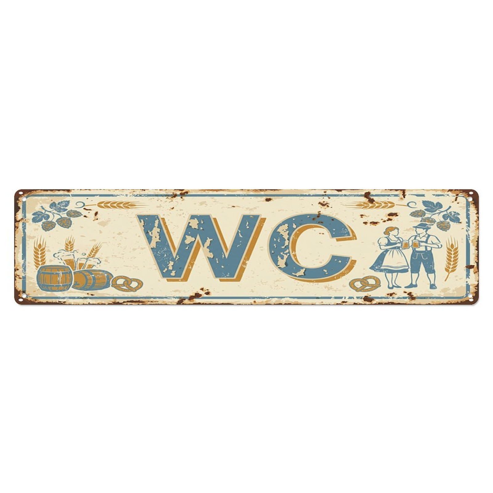Vintage Nostalgic Biergarten Restroom Toilet(WC) Door Metal Tin Skinny Sign Plaque Wall Decor for Cafe, Club Bar, Office, Home Garden Metal Poster 4x16Inch