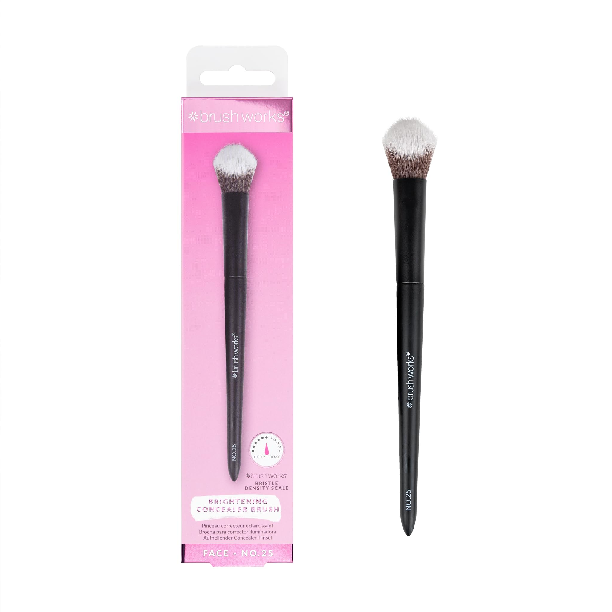Brushworks No.25 Brightening Concealer Brush – Fluffy Angled Brush, Seamless Blending for Liquid & Cream Concealer, Vegan & Cruelty-Free