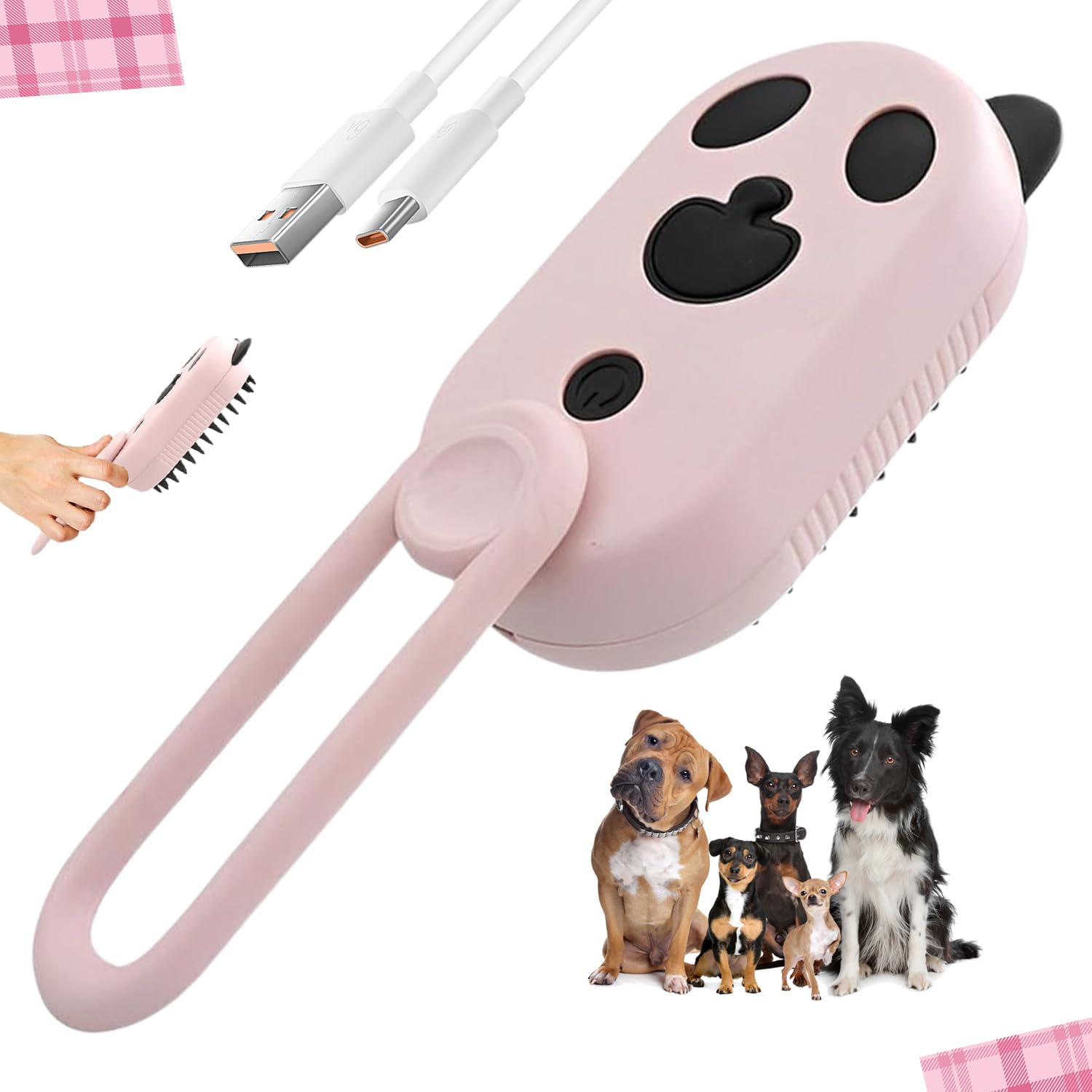 3 in 1 Multifunctional Cat Brush with Steam, Animal Hair Remover with Spray, Ideal for Massage and Electric Cat Care