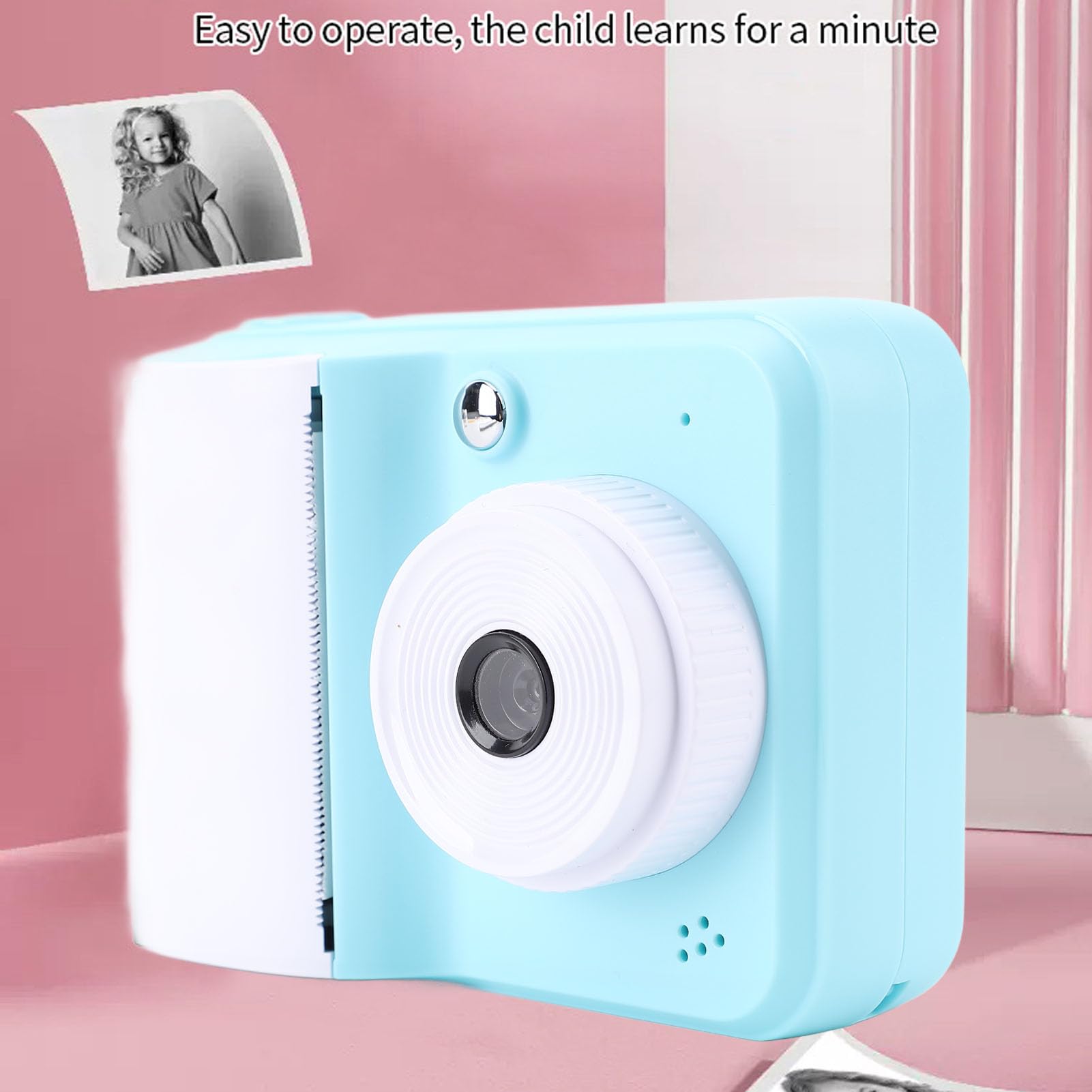 Bewinner Kamera Instant Print Kamera, 1080p Wideo Digital dla Dzieci z Papierem do Drukowania, Obrazy 48 MP, 2,4 -calowy Ekran Kompaktowy Przenośna Kamera Instant dla Chłopców i Dziewcząt (BLUE)