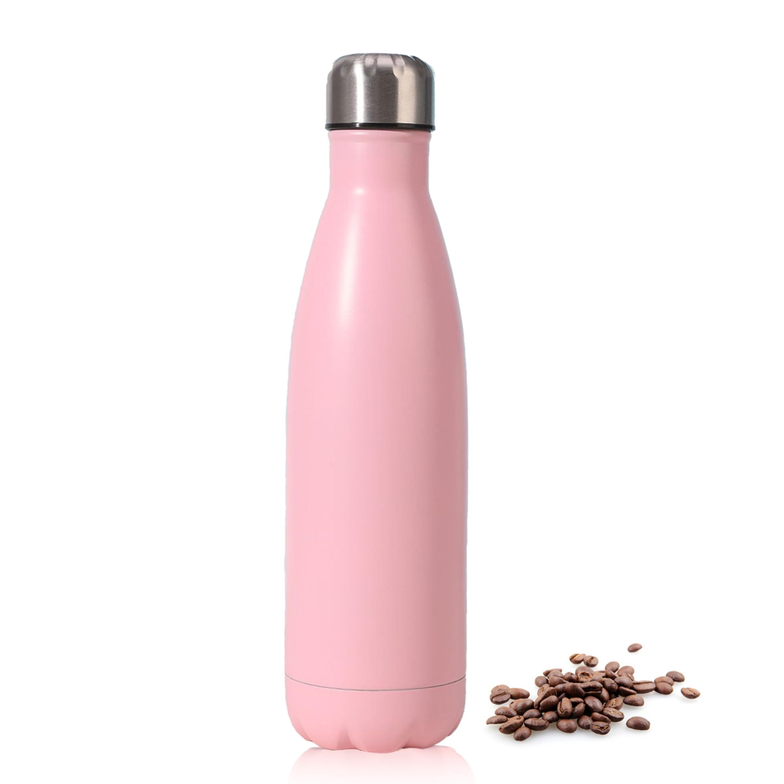 Insulated Water Bottle, 500ml Stainless Steel Thermal Flask, Vacuum Insulated Flask for Hot & Cold Drinks, Leak-Proof Thermal Metal Drinking Water Bottles for Kids, Gym, Sports, Travel (Pink)