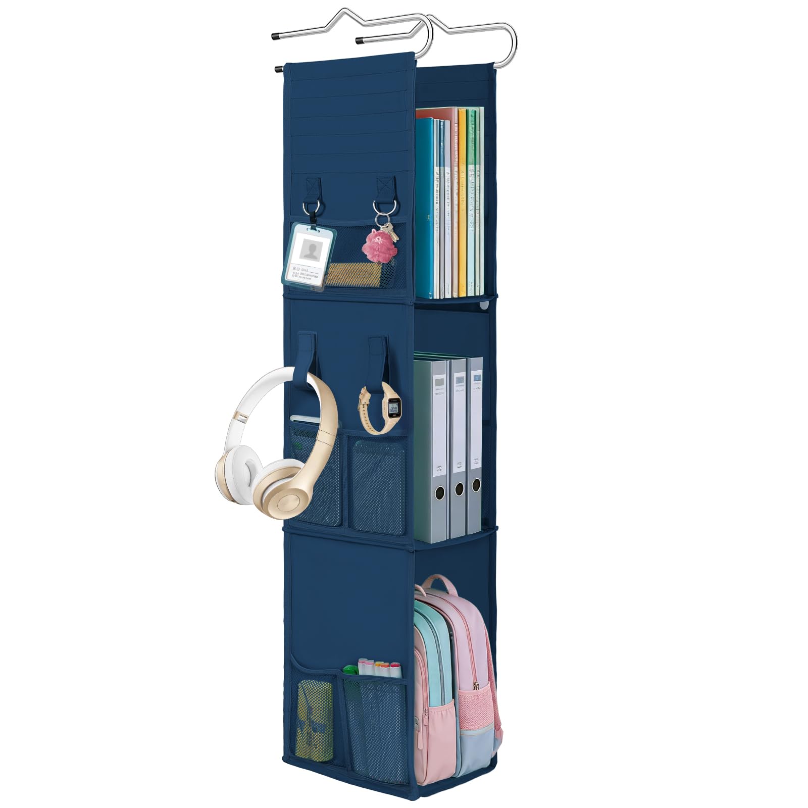 LOVEGRASS Locker Organizer, Locker Shelf with Side Pockets, Navy Blue