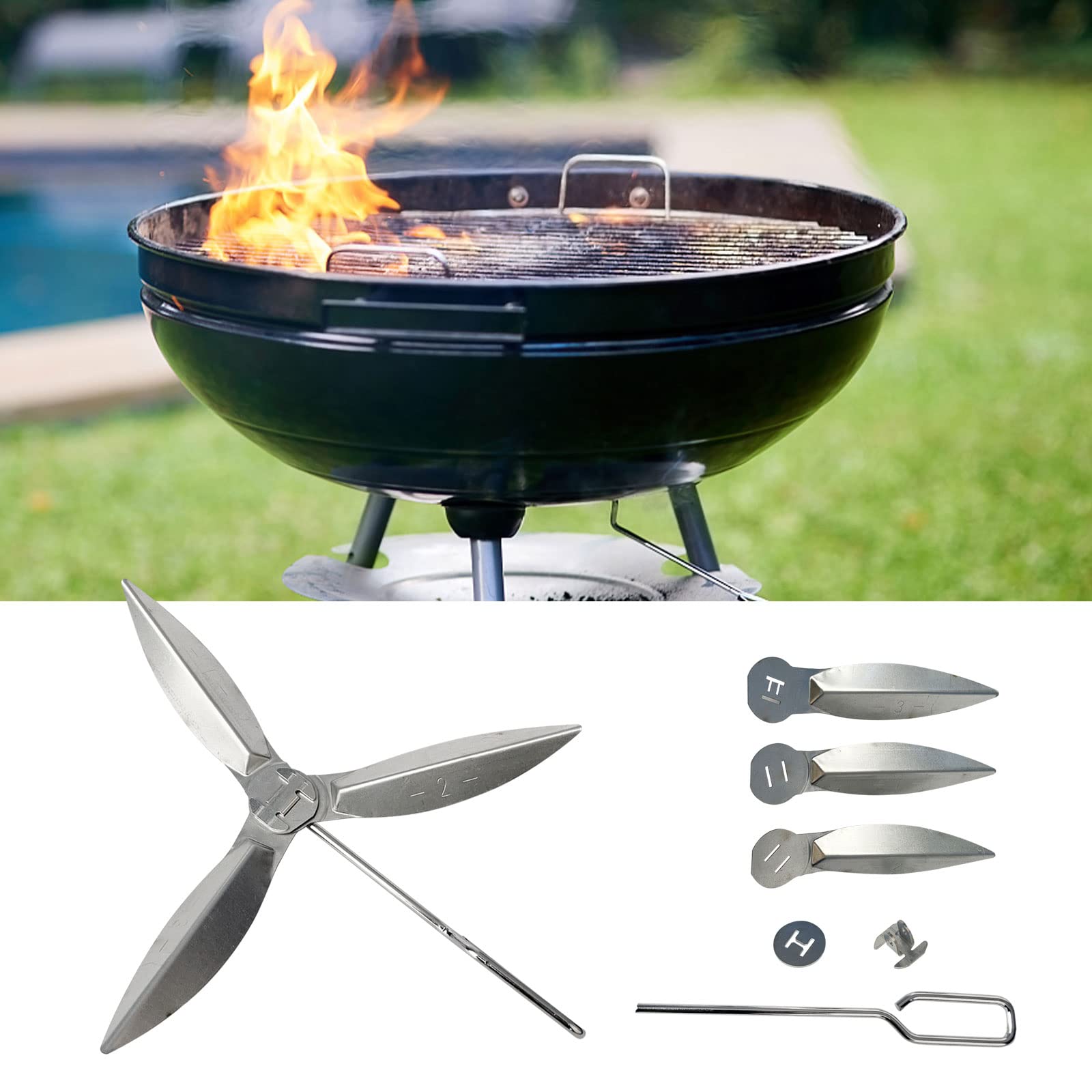 Lot de 2 Systèmes de Nettoyage One Touch de 47 cm, 18-1/2-Inch Kit de Nettoyage One Touch Compatibles avec Les Pièces de Barbecue Weber 7443 90992 3618 307443 307408 90719