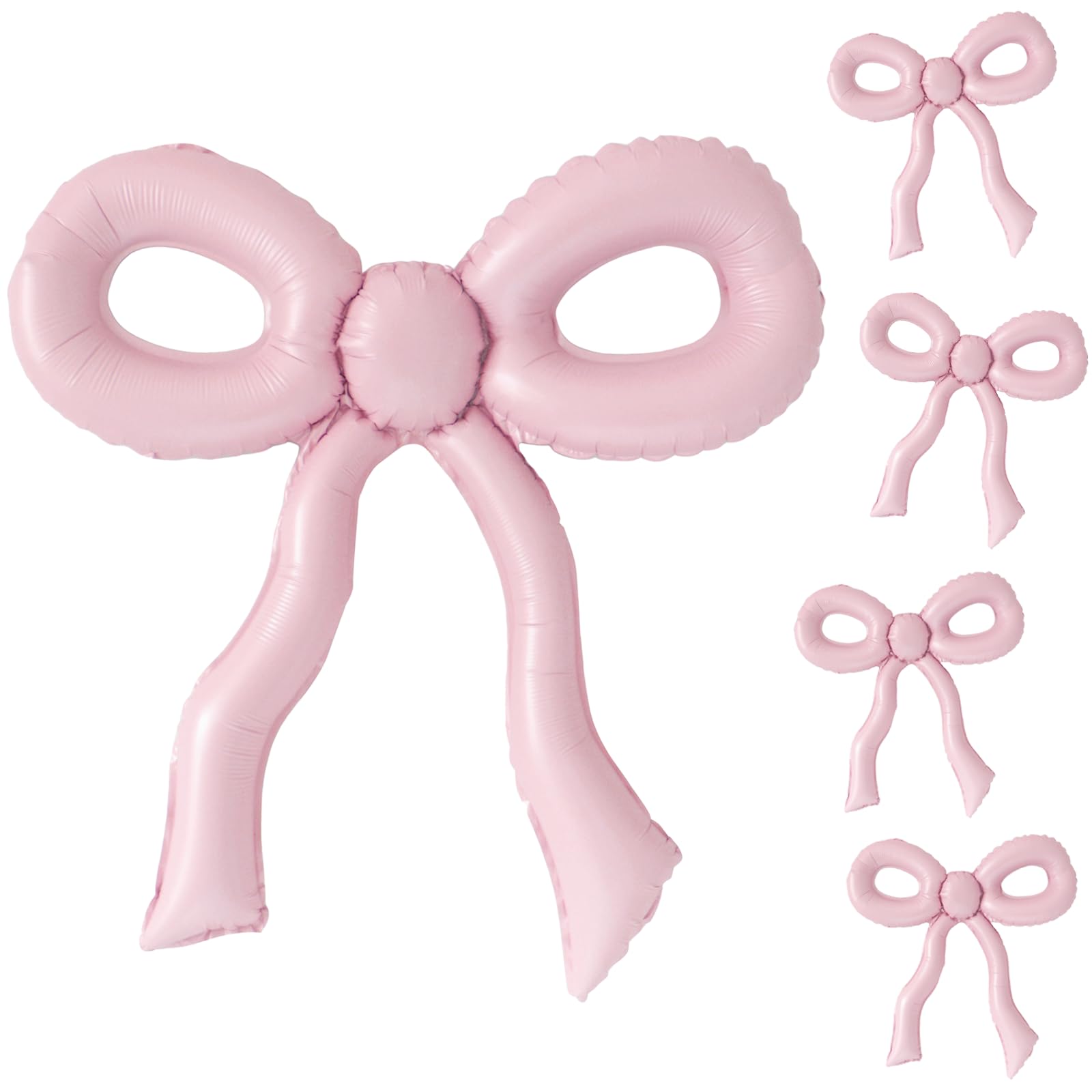 5 Pcs Matte Dusty Pink Bow Balloons Pastel Light Pink Foil Balloons Bow Themed Party Decorations for Wall Room Girls Women Birthday Baby Shower Engagement Bridal Shower Bachelorette Supplies 25 Inch