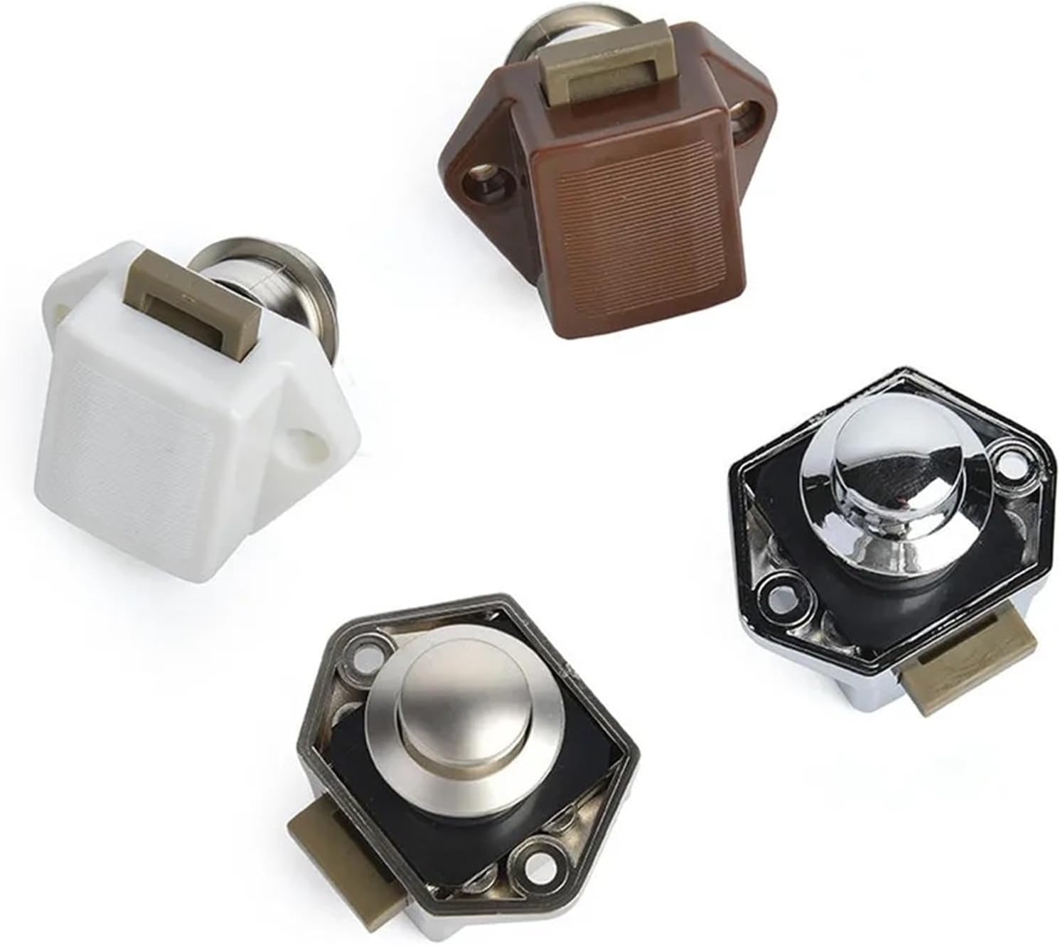 Push Lock Diameter Drawer Latch Button Locks Hardware 10Pcs(Big Brown)