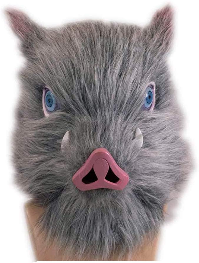 Demon Slayer Mask Hashibira Inosuke Latex Helmet Cosplay Costume Halloween Fancy Dress Anime Merchandise Accessories for Adult