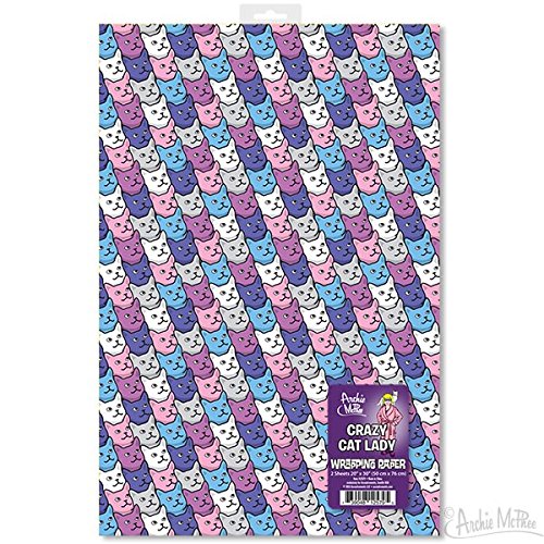 Archie McPhee Crazy Cat Lady Wrapping Paper