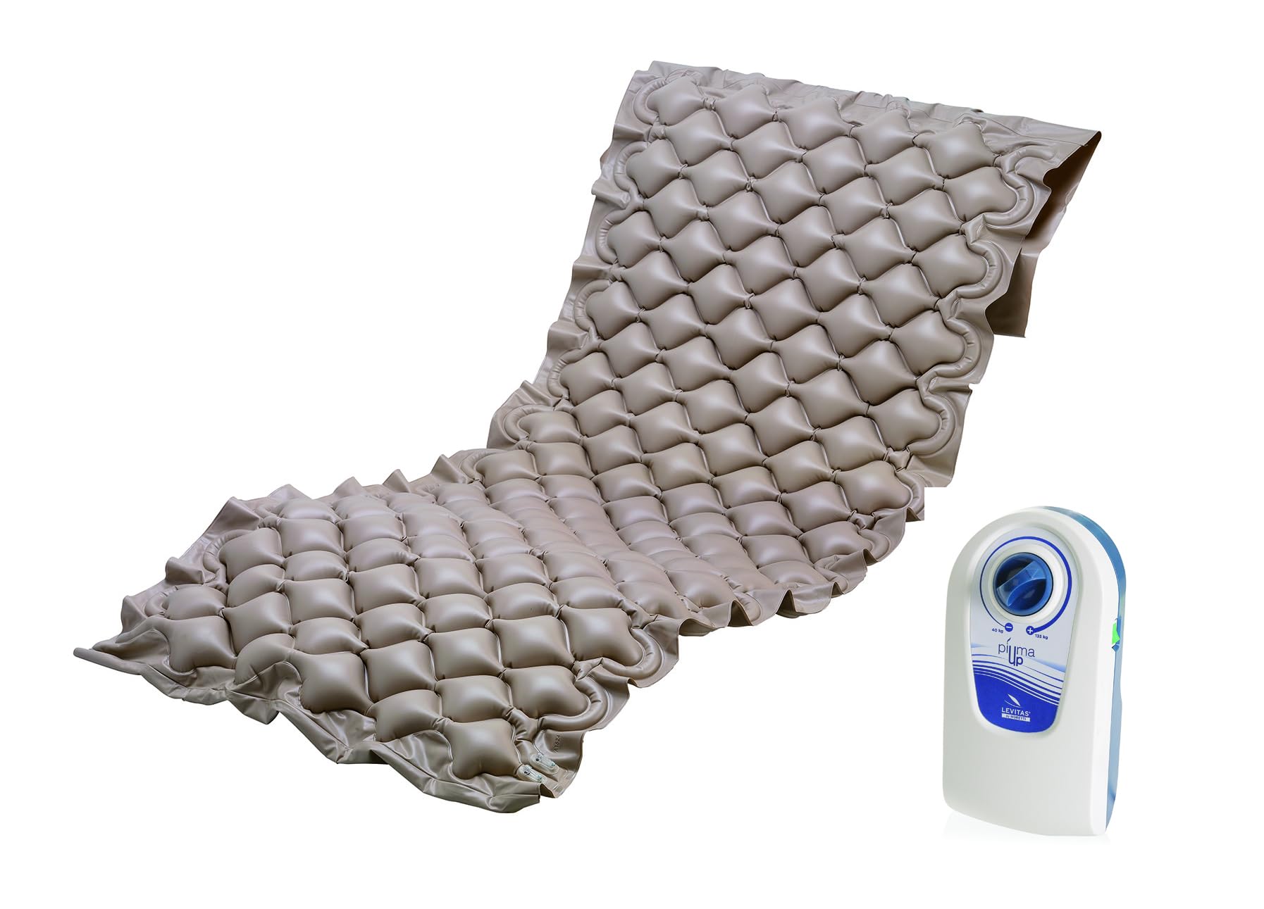 P age Kit Antidecubito a Ciclo Alternato, Materasso a Bolle in PVC con 130 Celle, H 7,6 cm, Compressore con Regolazione