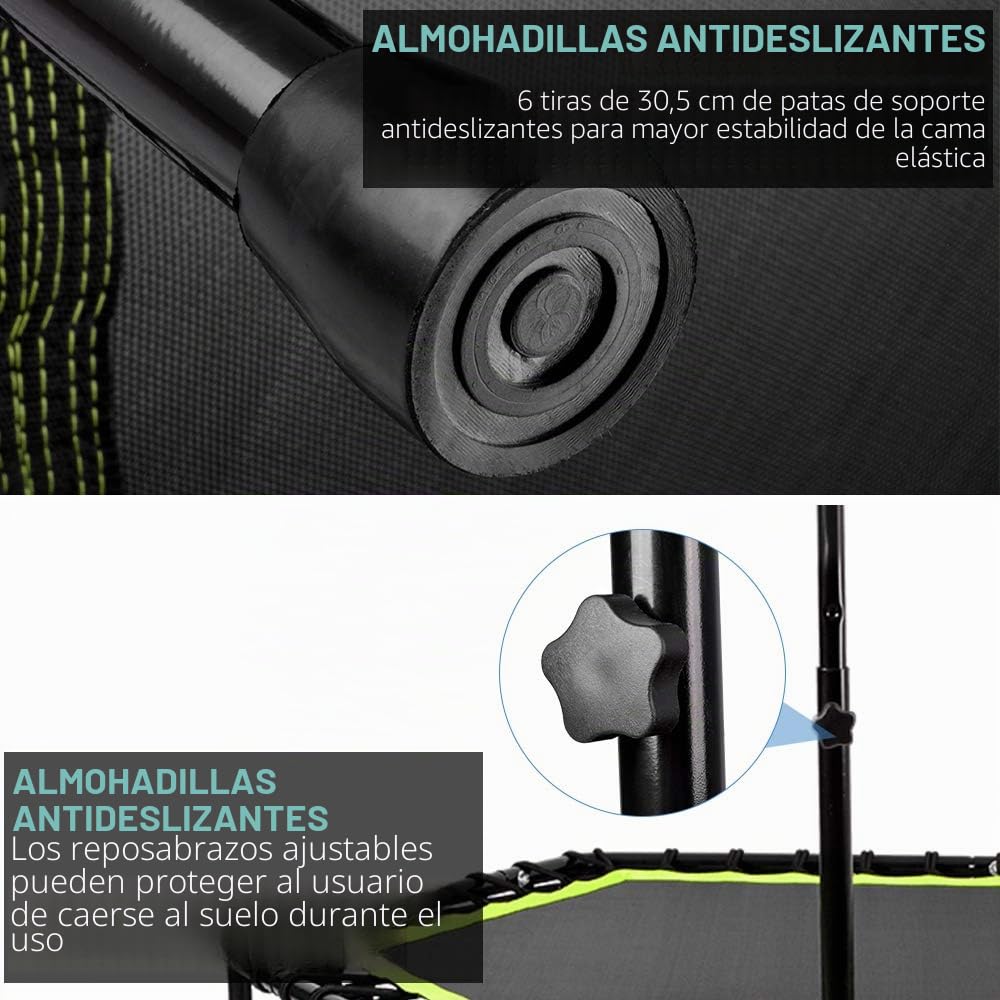 ONETWOFIT 122cm Trampolín de Rebote para Adultos, Mini trampolín silencioso para Ejercicio en Interiores al Aire Libre, trampolín de Fitness con Rebote Bungee