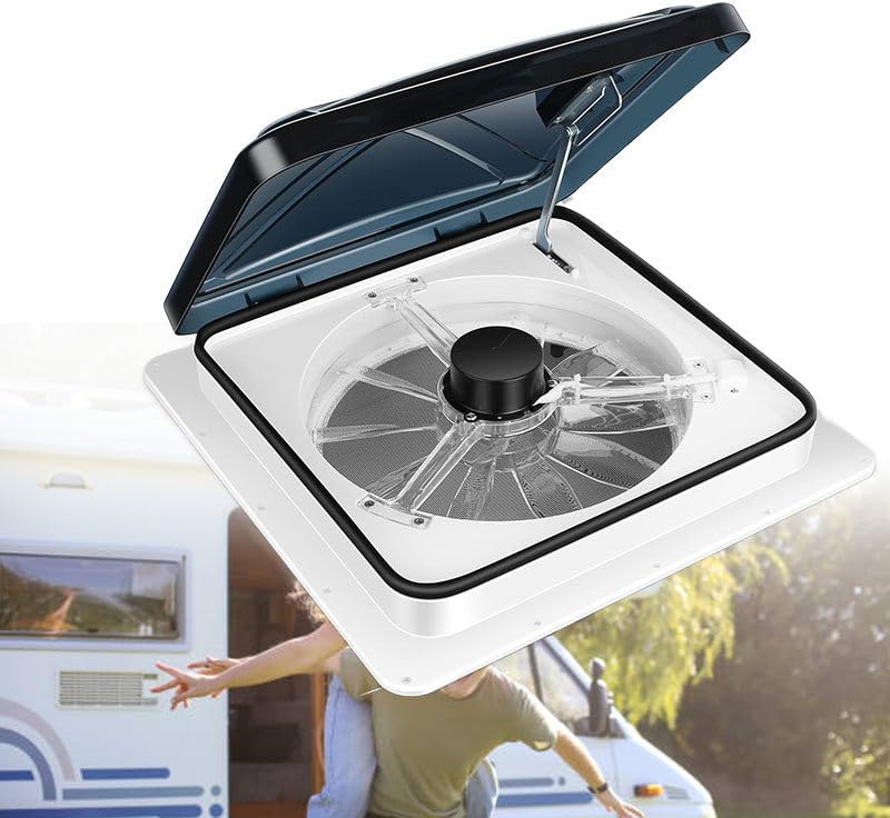 12V 24V 48V RV Roof Ventilation Fan - Reversible Exhaust Fan, 40x40cm RV Roof Exhaust Fan for Efficient Airflow & Cooling, Ideal for RVs, Trailers, Campers