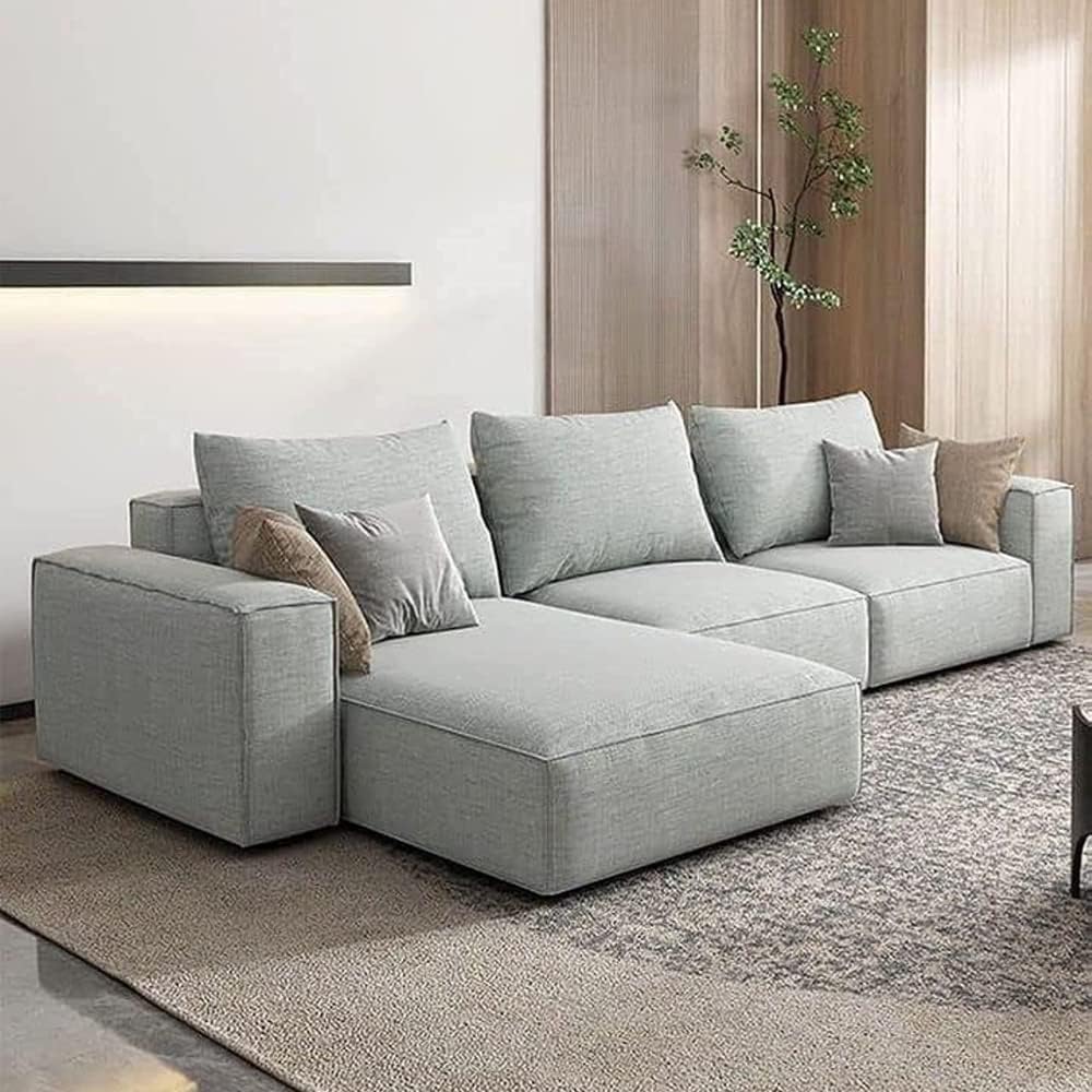 Nixon L-Shaped Sectional Sofa With Soft Cushions Comfortable Living Room Sofa & Free Installation Color