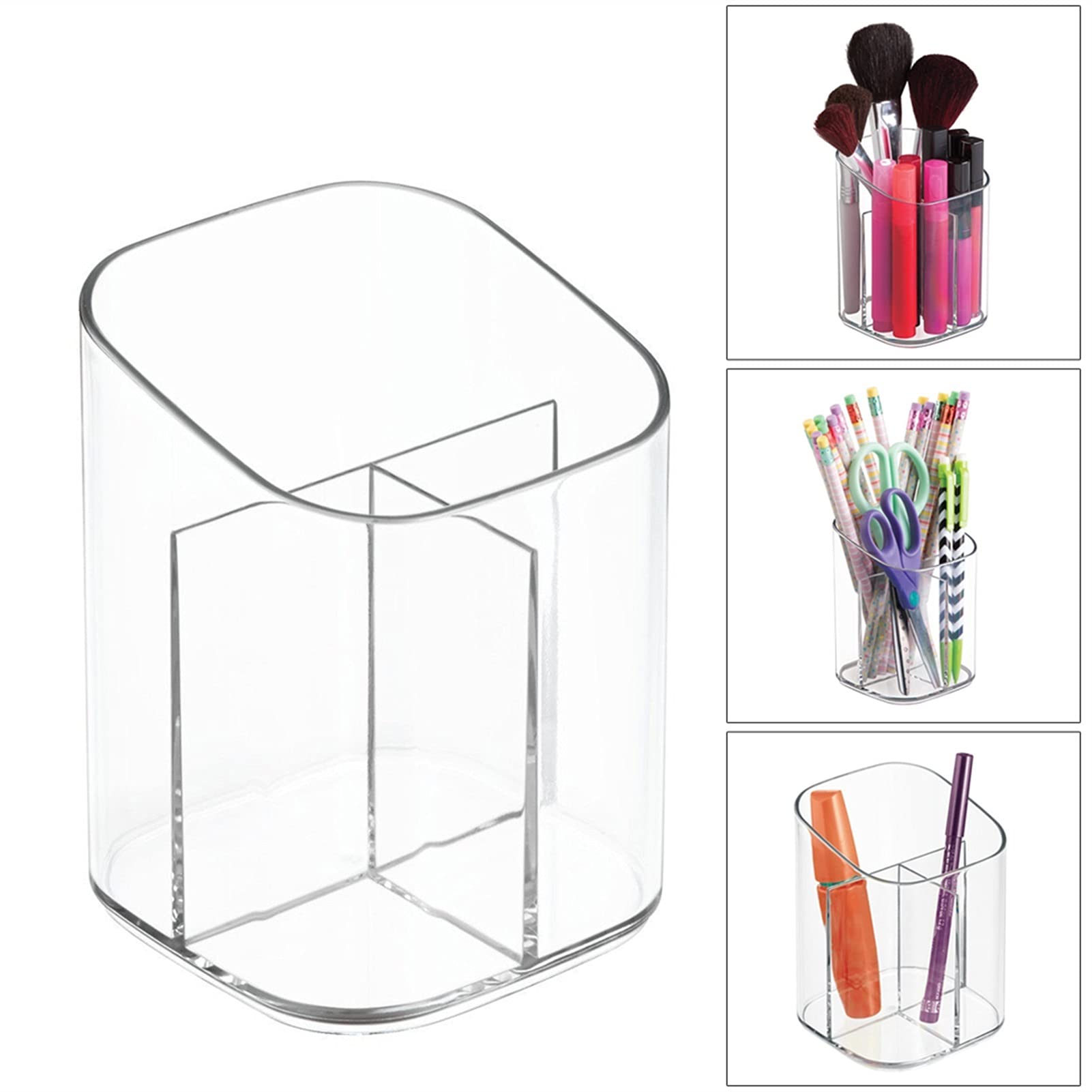 Scatola di stoccaggio cosmetici Penna in acrilico trasparente Porta matita Pennello for il trucco Scatola di immagazzinaggio Cosmetico Scissors Boardop Organizer Organizzatore di stoccaggio del trucco