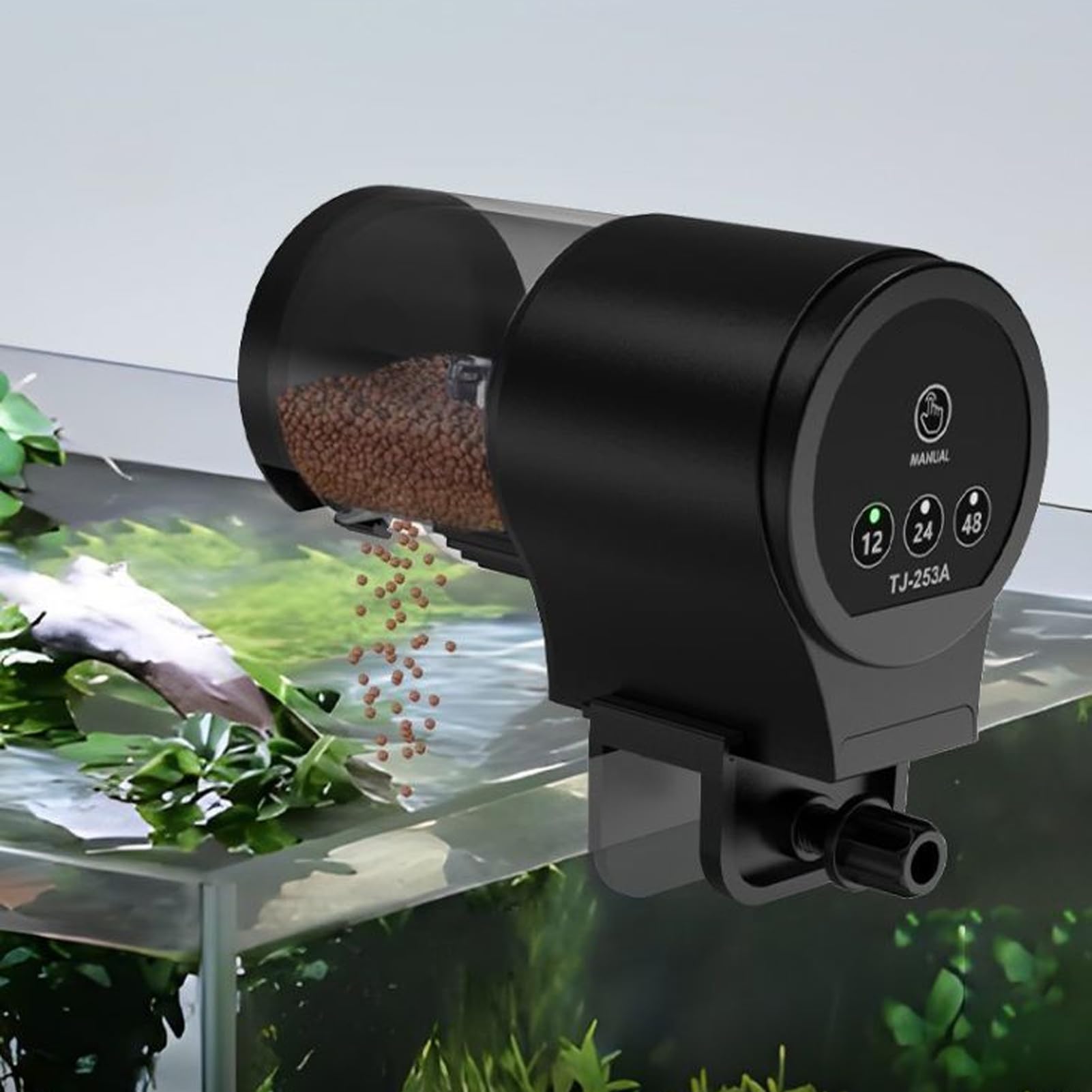 Alimentatore Automatico per Pesci - Mangiatoia Automatica E Manuale Per Acquario | Capacità 100ml Dispensazione Temporizzata 12H 24H 48H Per Gamberetti Tartarughe Tetra Koi Betta