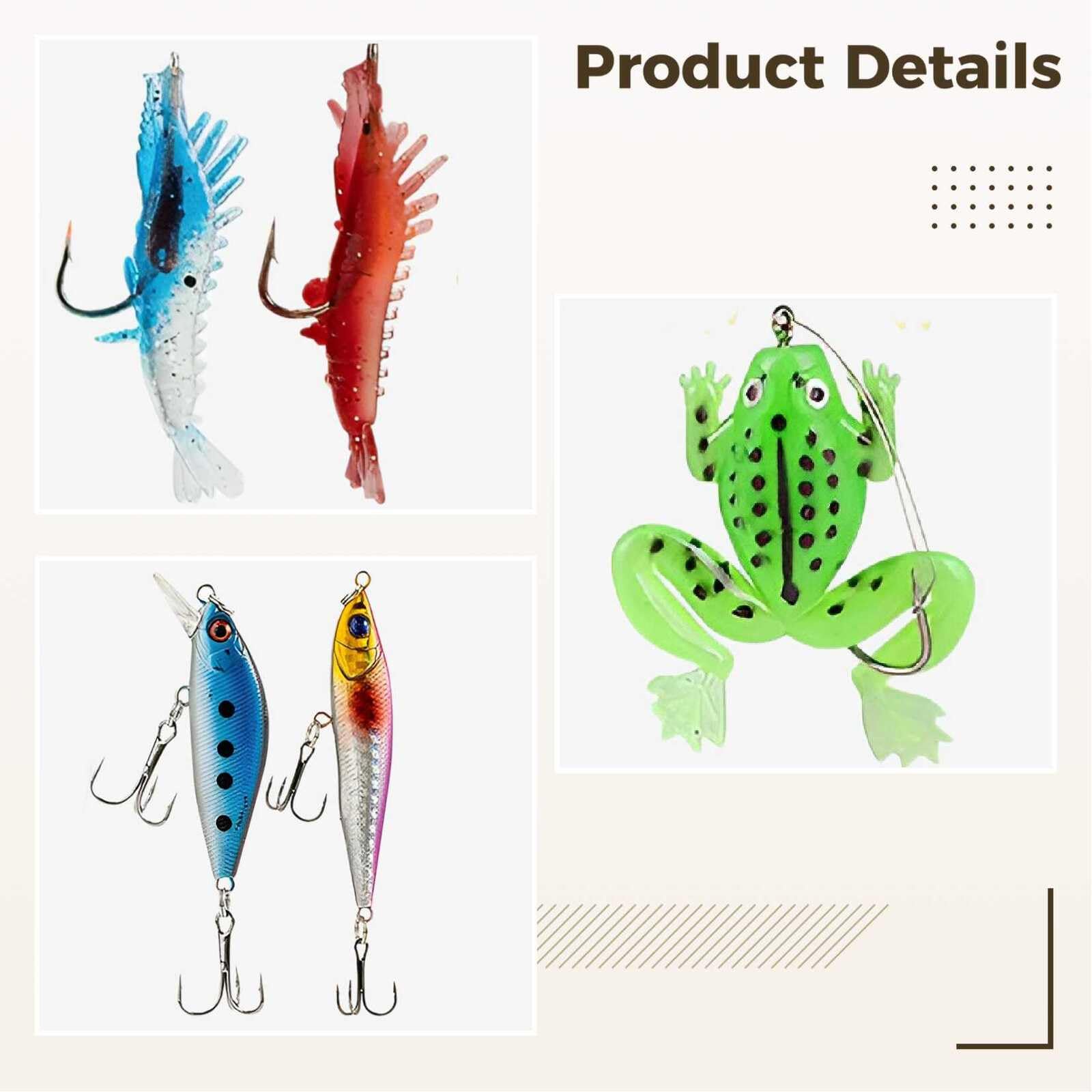 24 STK. Angelköder-Set, realistische Garnelen- und Froschform, Metall-Glitzer-Spinnerbaits, reflektierender Köderkörper, Köder für Barsch, Forelle und Lachs, als Geschenk für Angler