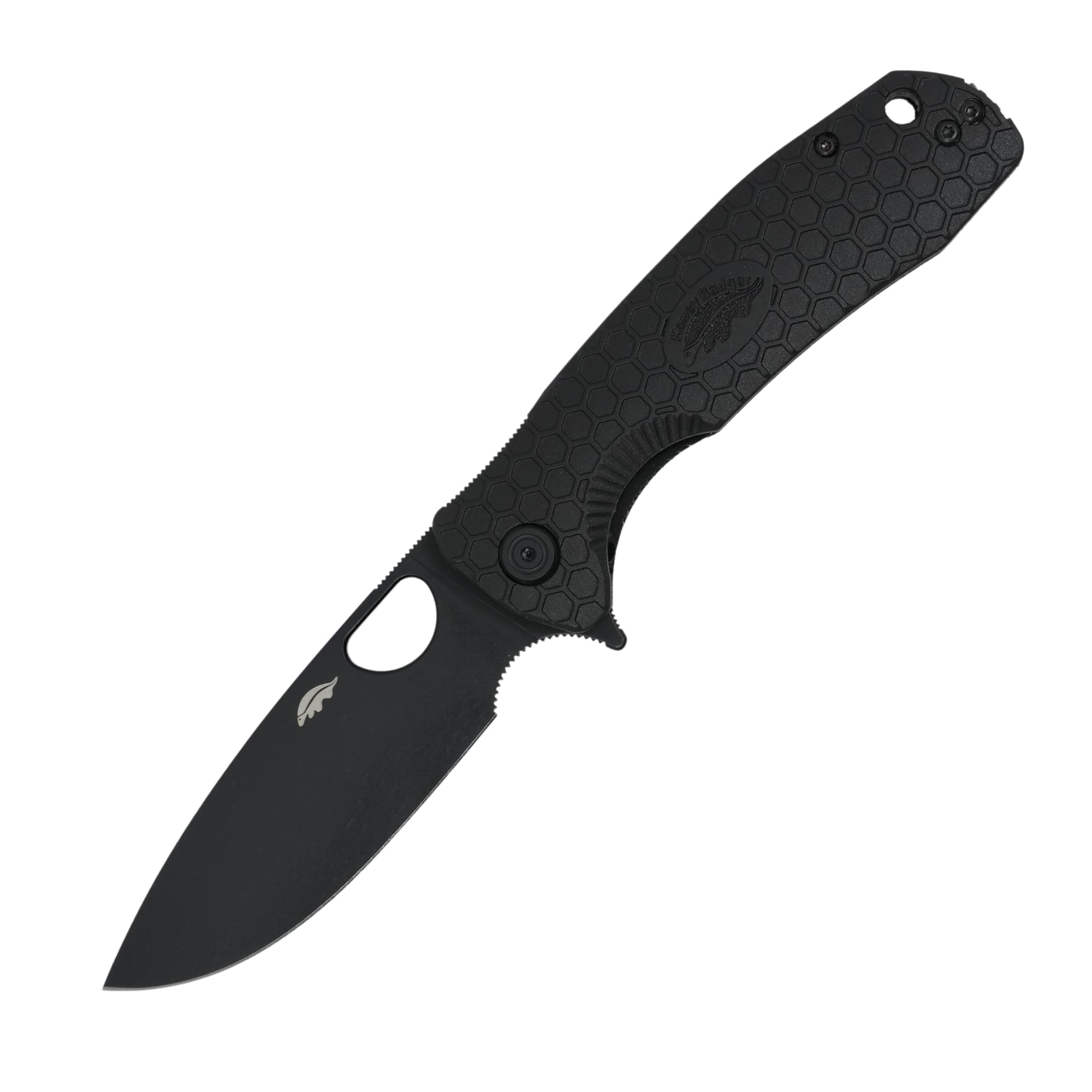 Honey Badger Large Pocket Knife EDC Drop Point Folding Utility Knife 3.6" Steel Blade Reversible Pocket Clip - (3.8oz) Drop Point Large Black DLC Blade HB1224BB