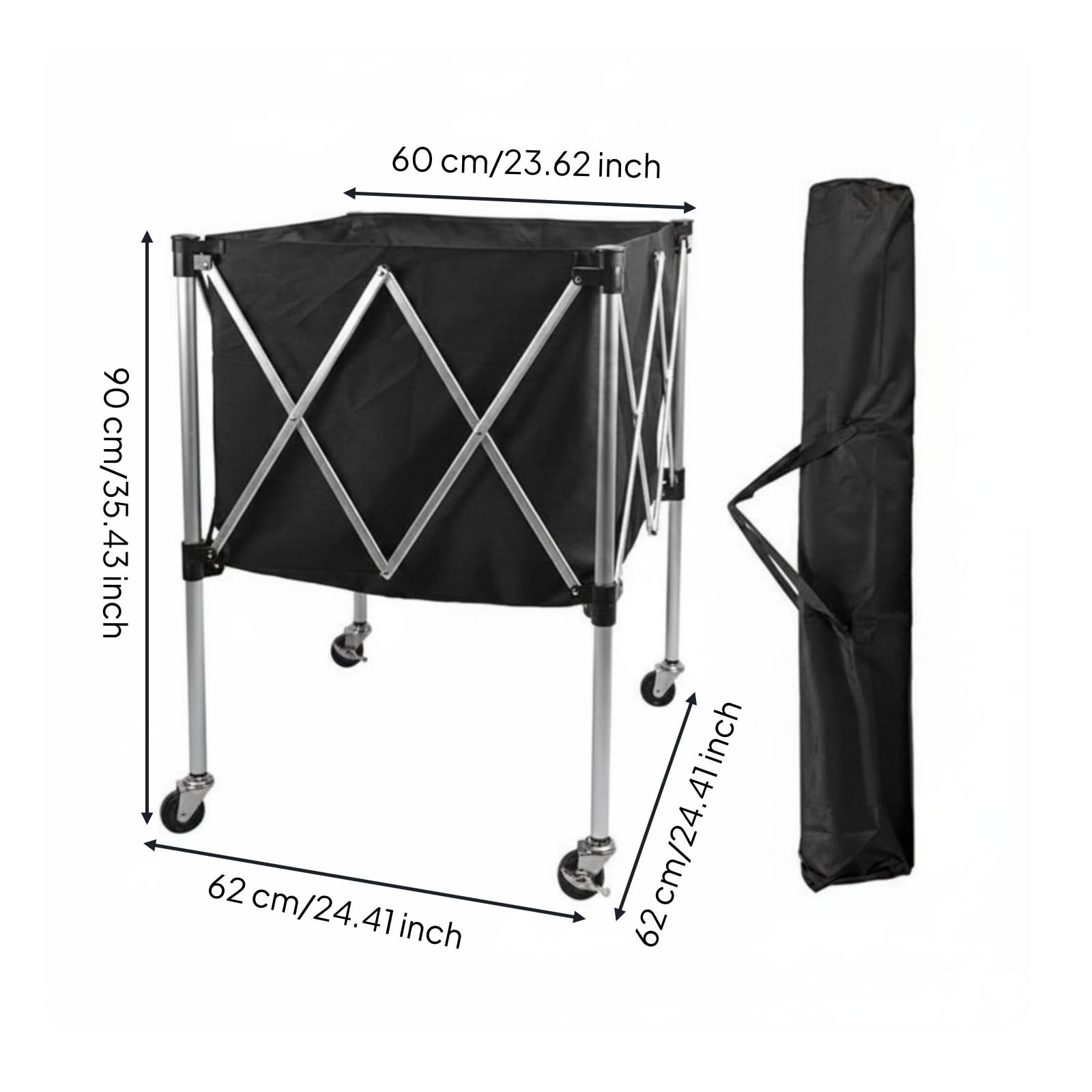 perfeclan Carro Deportivo Plegable Carro Portabalones Organizador Carro de Balones Carrito de Entrenamiento con Estructura Estable y Bolsa Amplia Adecuado para